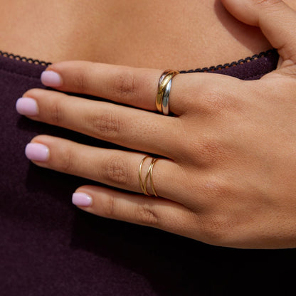 Elena Interlocking Three-Tone Loop Ring