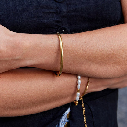 Eli Slender Plain Round Gold-Tone Bangle