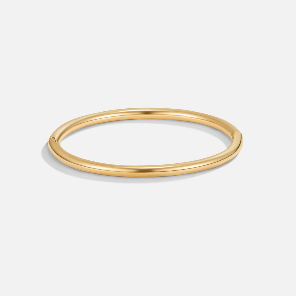 Eli Slender Plain Round Gold-Tone Bangle