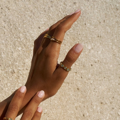 Elise Milky Moonstone-Effect Slim Band Ring
