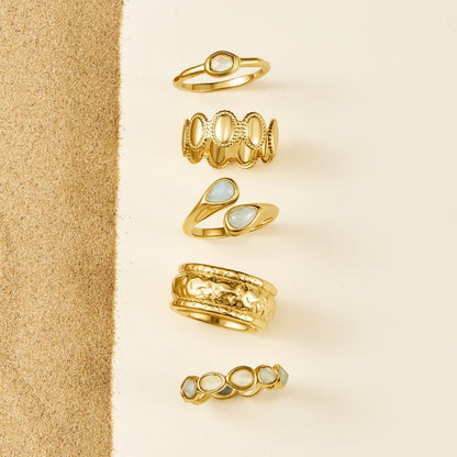Elise Milky Moonstone-Effect Slim Band Ring