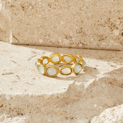 Elise Milky Moonstone-Effect Slim Band Ring