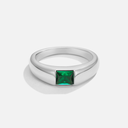 Ember Emerald Green Stone Ring in Silver-Tone
