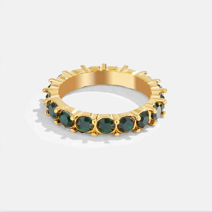Rich Green Crystal Wide Set Cocktail Ring