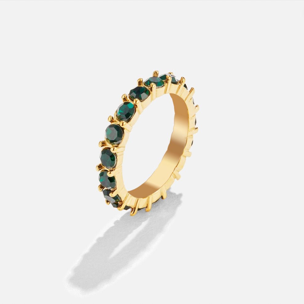 Rich Green Crystal Wide Set Cocktail Ring