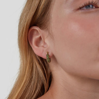 Deep Emerald Green Crystal Hoop Earrings