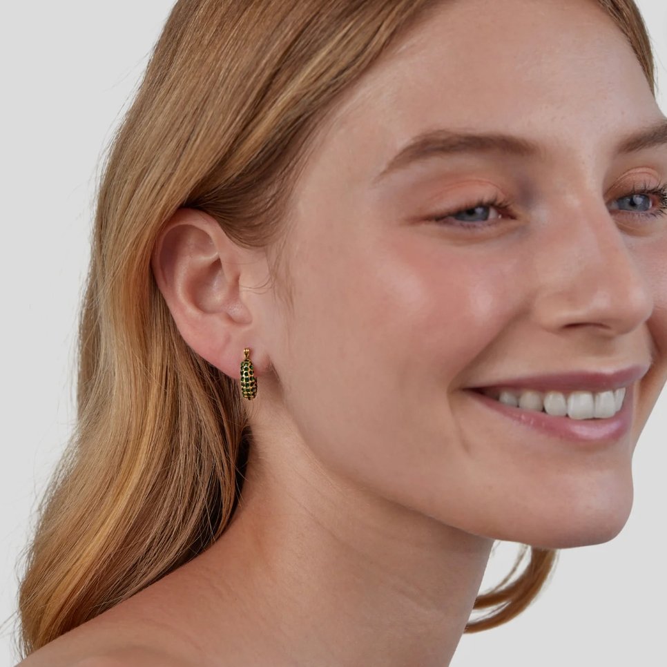 Deep Emerald Green Crystal Hoop Earrings