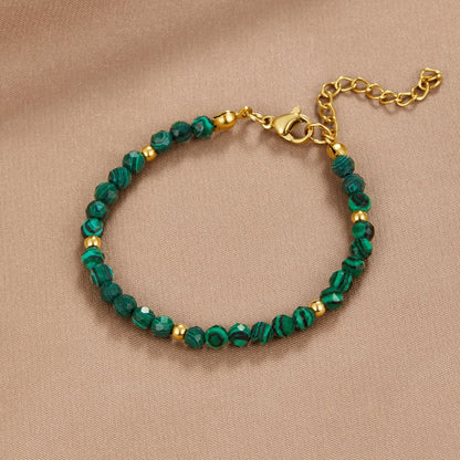Rich Emerald Green Stone-Look Bead Bracelet