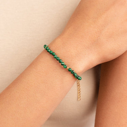 Rich Emerald Green Stone-Look Bead Bracelet