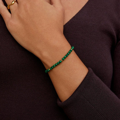 Rich Emerald Green Stone-Look Bead Bracelet