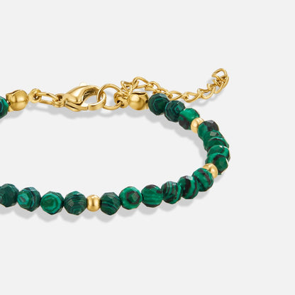 Rich Emerald Green Stone-Look Bead Bracelet