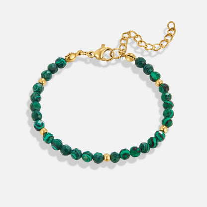 Rich Emerald Green Stone-Look Bead Bracelet