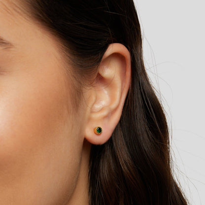 Small Emerald Green Crystal Stud Earrings