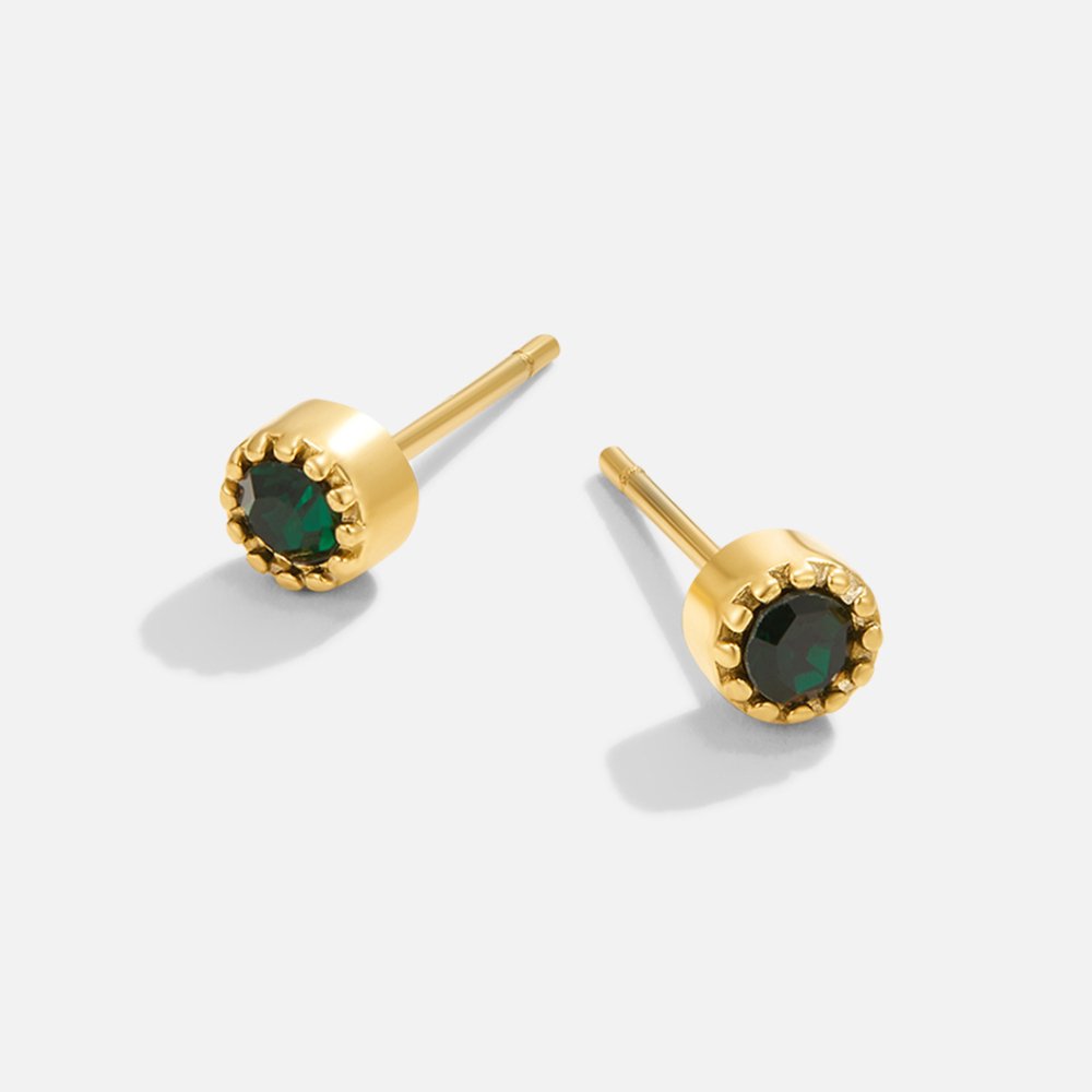Small Emerald Green Crystal Stud Earrings