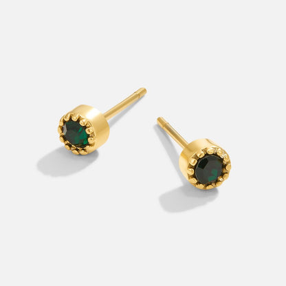 Small Emerald Green Crystal Stud Earrings