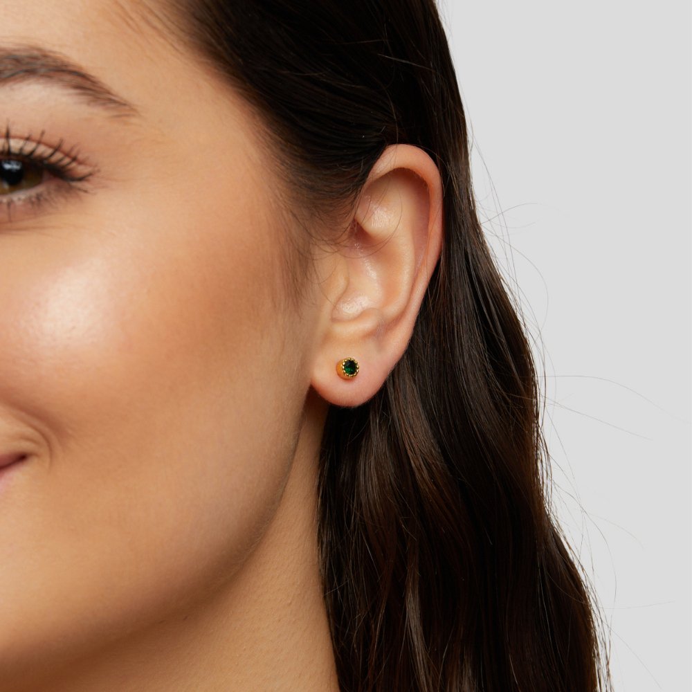 Small Emerald Green Crystal Stud Earrings