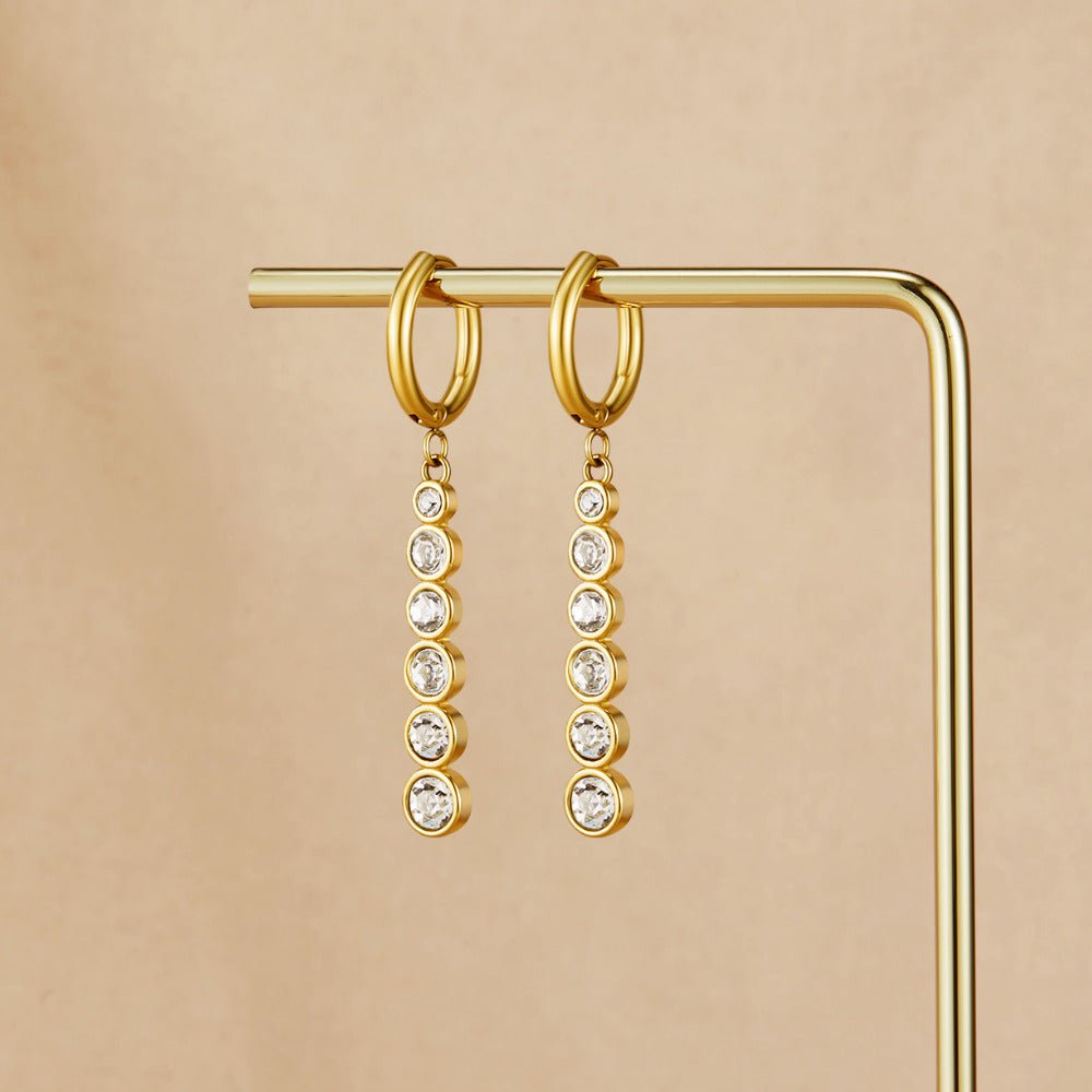 Emily Falling Crystal Post Drop Earrings