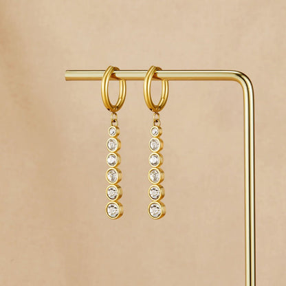 Emily Falling Crystal Post Drop Earrings