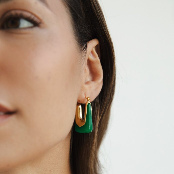 Esme Squared Off Geometric Hoop Earrings