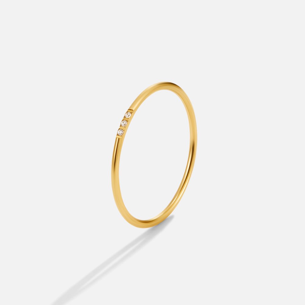 Eula Gold-Tone Band Ring Lined with Crystals