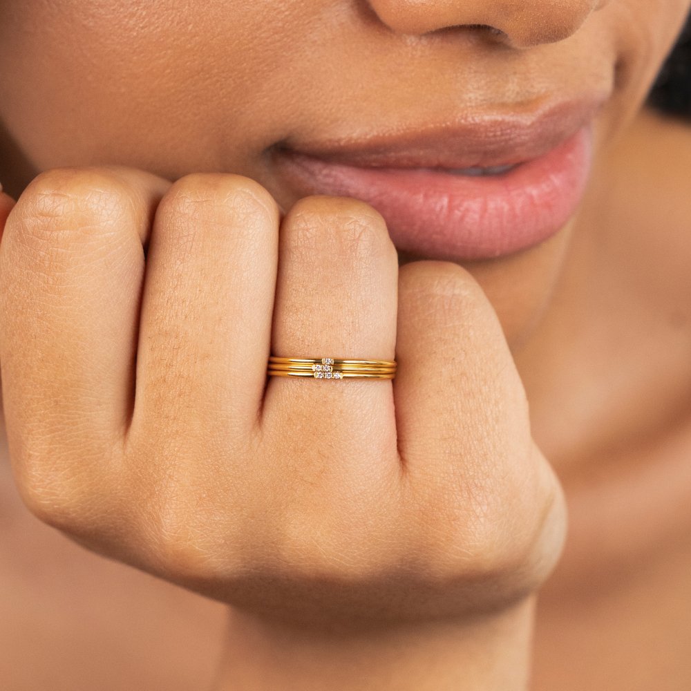 Eula Paired Crystal Gold-Tone Ring Set