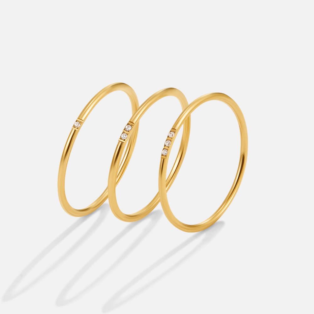 Eula Paired Crystal Gold-Tone Ring Set
