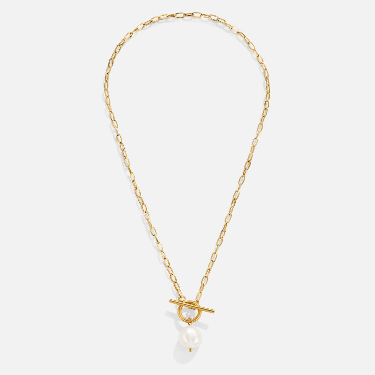Eva Single Pearl Gold-Tone Chain Necklace