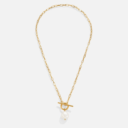 Eva Single Pearl Gold-Tone Chain Necklace