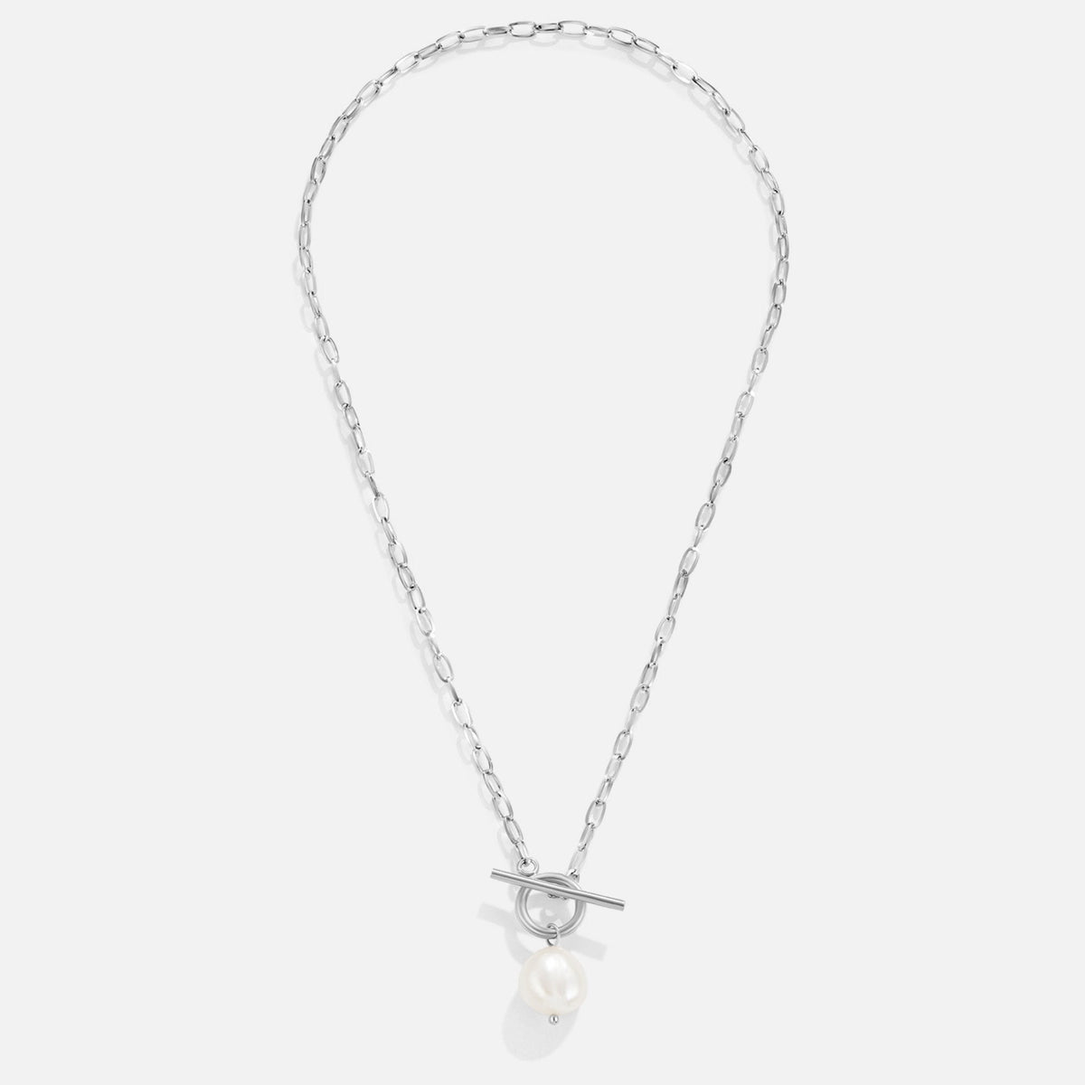 Eva Single Pearl Silver-Tone Chain Necklace