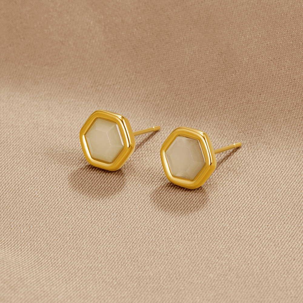 Eva Round Studs with a Moonstone-Effect Glow
