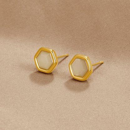 Eva Round Studs with a Moonstone-Effect Glow