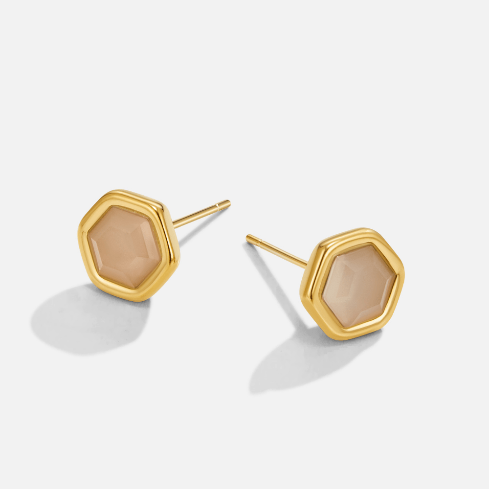 Eva Round Studs with a Moonstone-Effect Glow