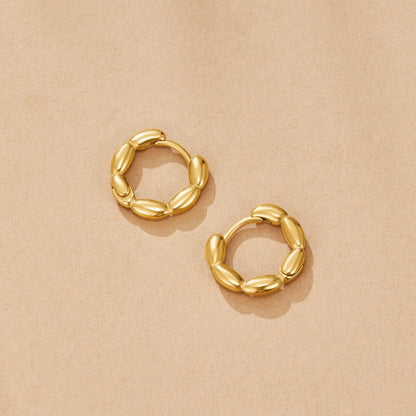 Evan Fine Beaded Texture Slim Hoop Earrings