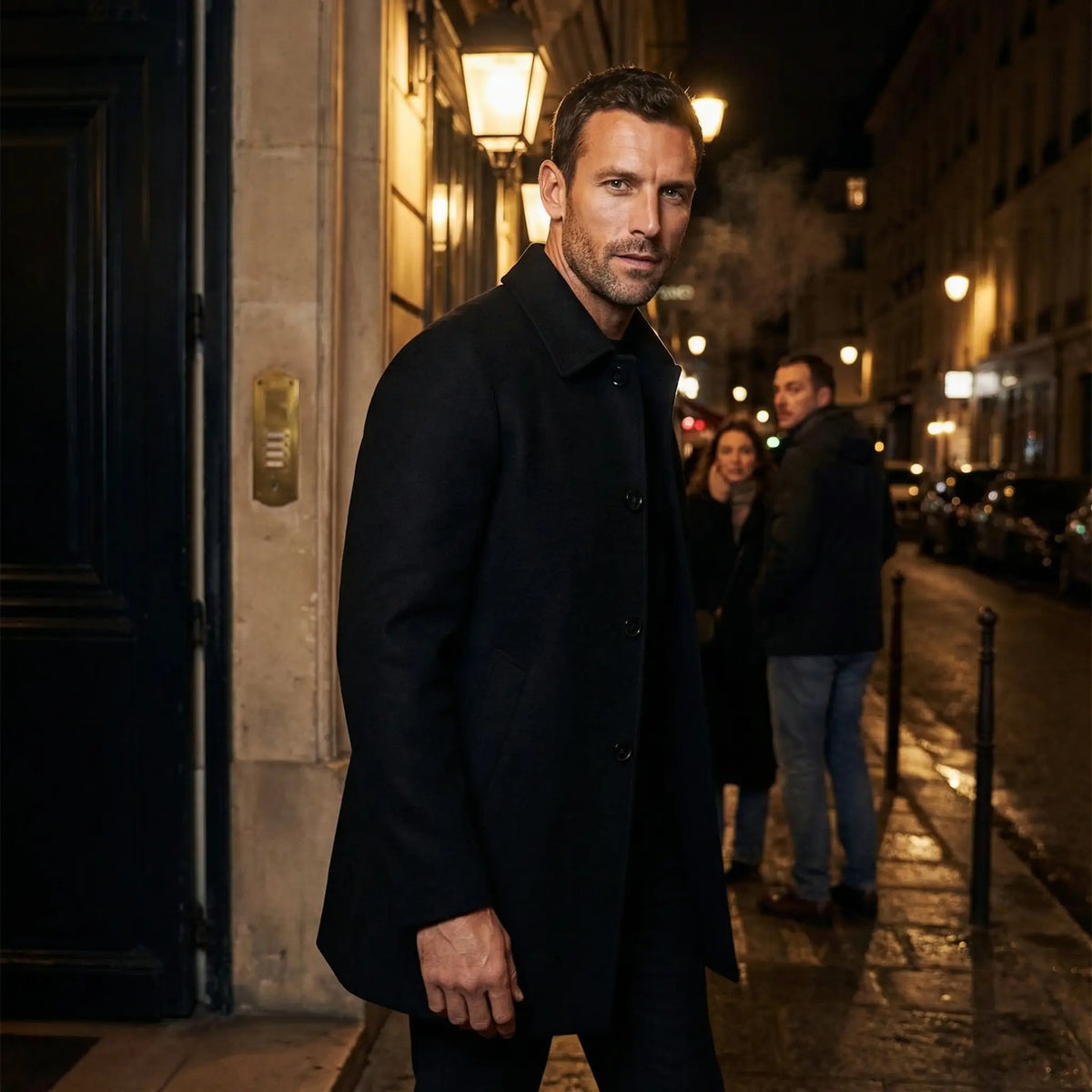 Men's Wool Coat – Lapel Collar and Down Lined Warmth