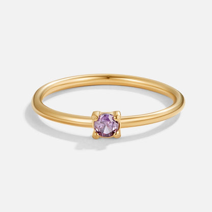 Gold-Tone February Birthstone Ring in Soft Purple