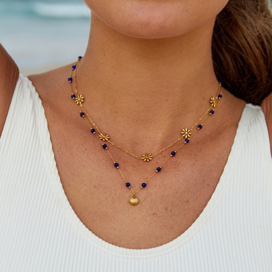 Gold-Tone Open Flower Charm Chain Necklace