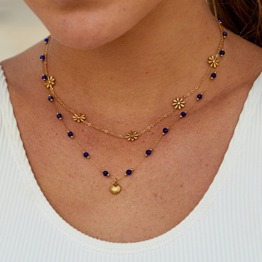 Gold-Tone Open Flower Charm Chain Necklace