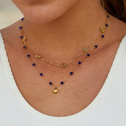 Gold-Tone Open Flower Charm Chain Necklace