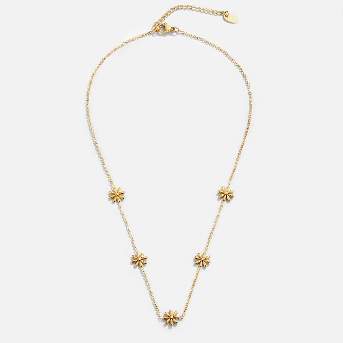 Gold-Tone Open Flower Charm Chain Necklace