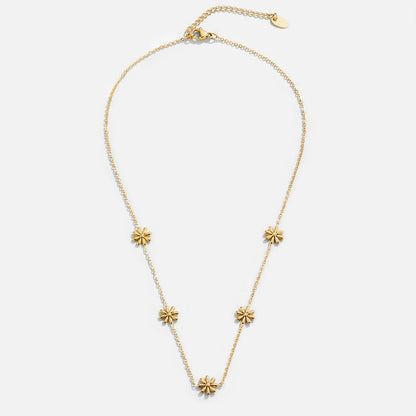 Gold-Tone Open Flower Charm Chain Necklace