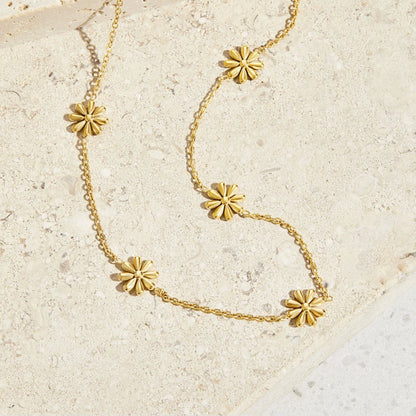 Gold-Tone Open Flower Charm Chain Necklace