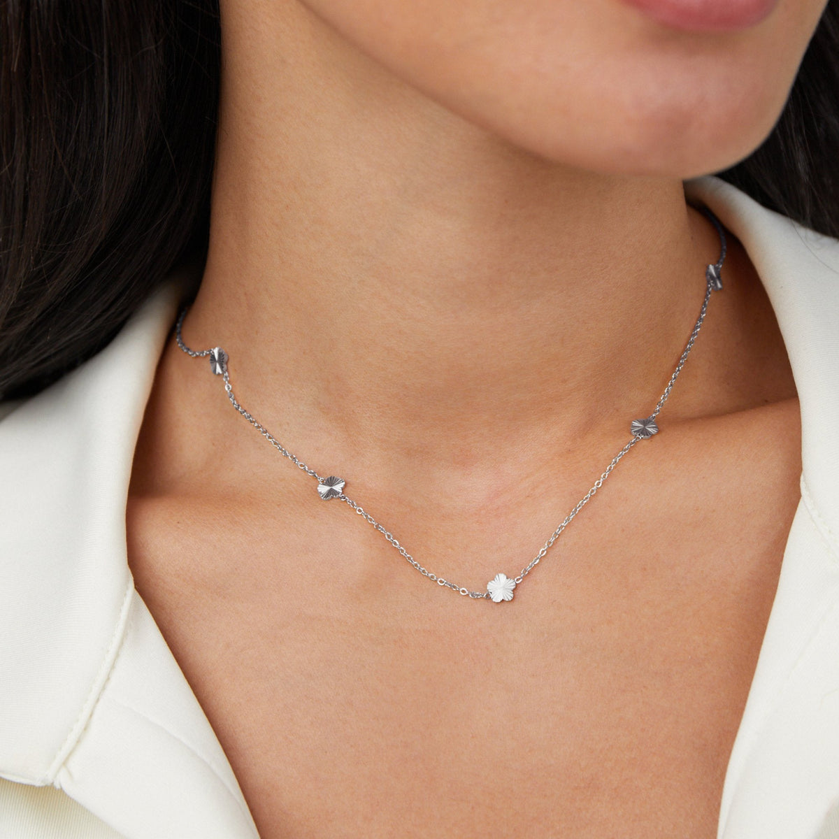 Small Bloom Silver-Tone Charm Necklace