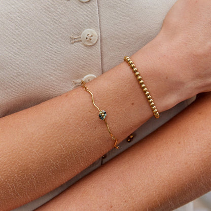 Green Flower Stone Gold-Tone Bracelet