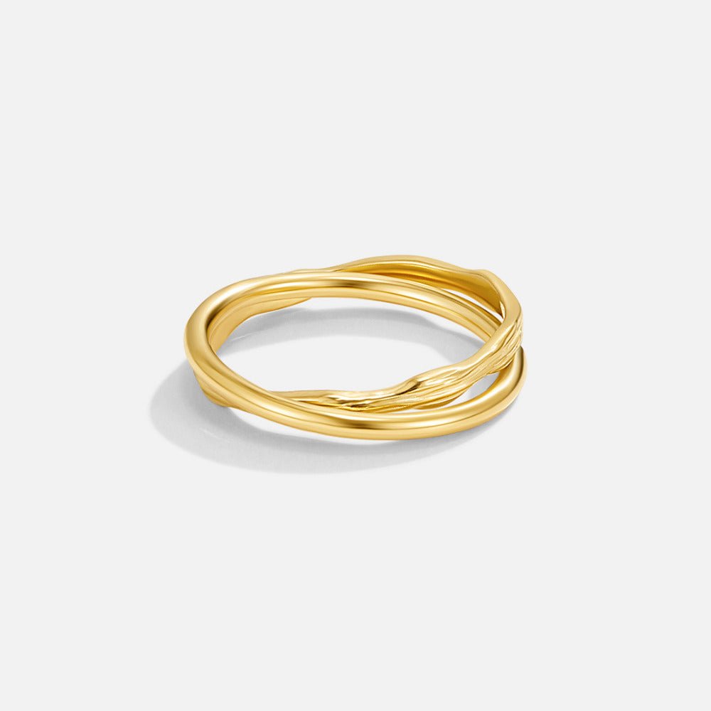 Twin Crossed Bands Gold-Tone Entwined Ring