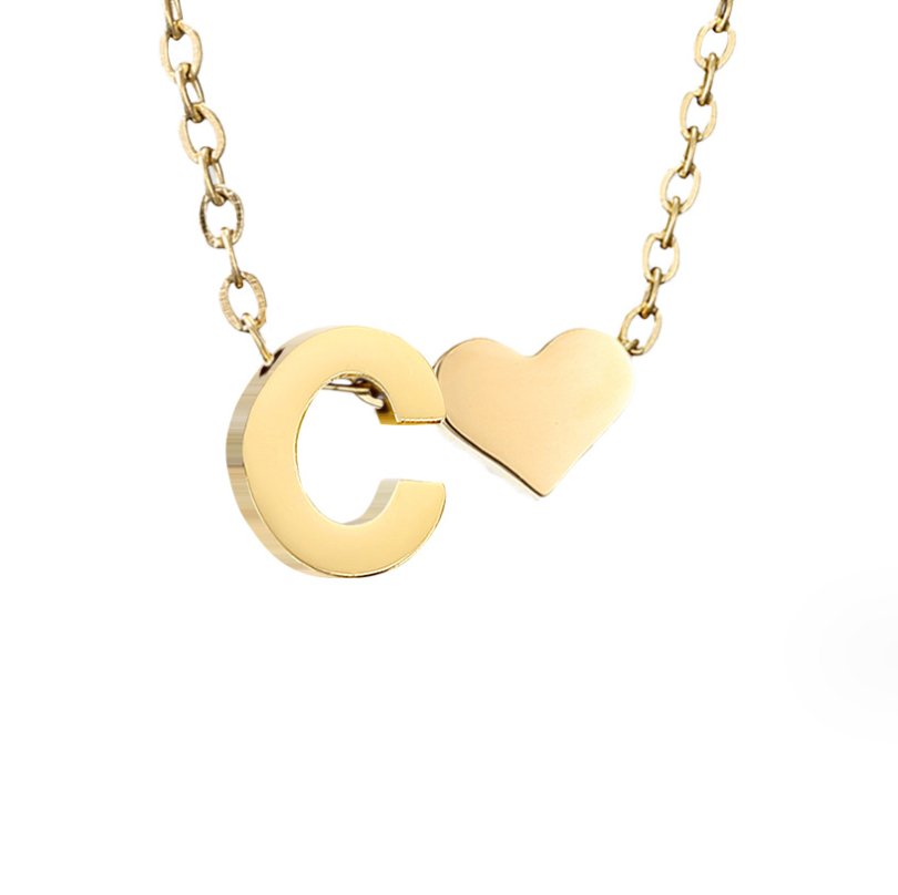 Heart and Initial Charm Gold-Tone Necklace