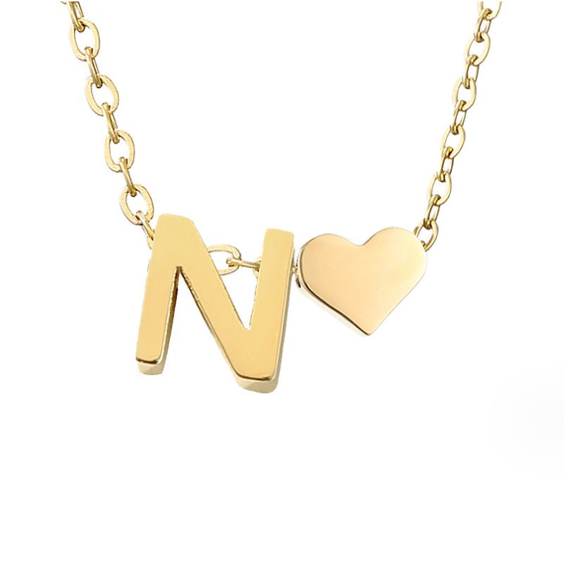 Heart and Initial Charm Gold-Tone Necklace