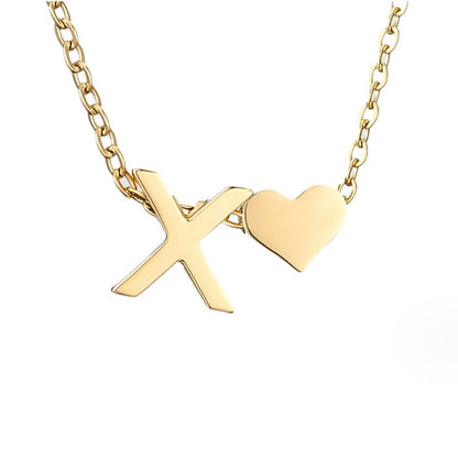 Heart and Initial Charm Gold-Tone Necklace