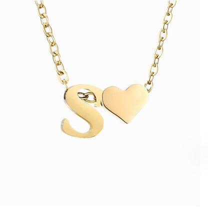 Heart and Initial Charm Gold-Tone Necklace