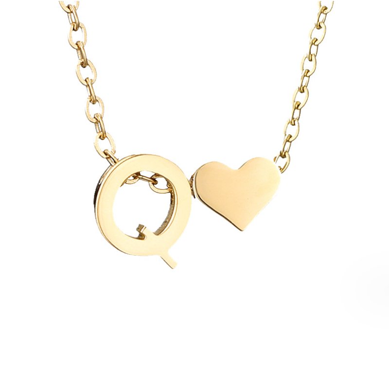 Heart and Initial Charm Gold-Tone Necklace