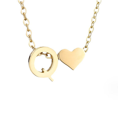 Heart and Initial Charm Gold-Tone Necklace
